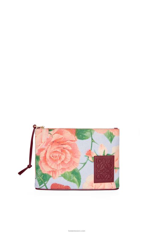 lila azul bolso de mano rectangular con rosas en denim Loewe R8J8Z584 mujer