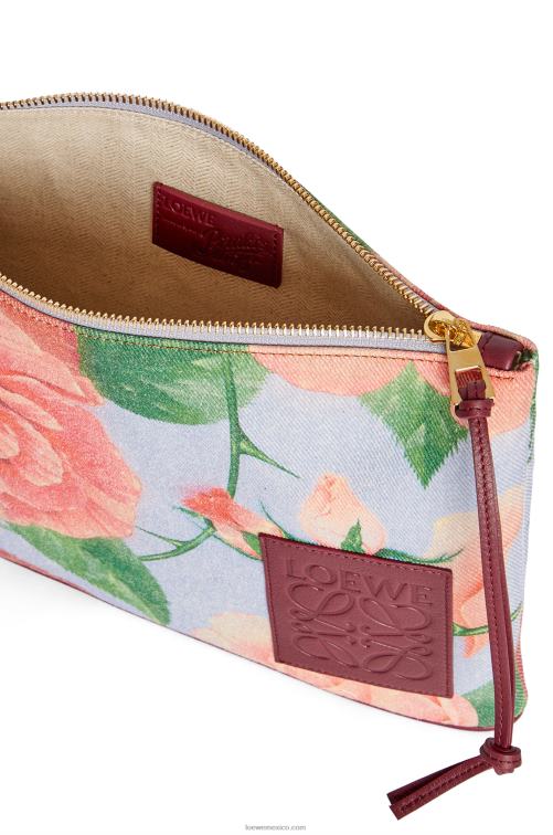 lila azul bolso de mano rectangular con rosas en denim Loewe R8J8Z584 mujer