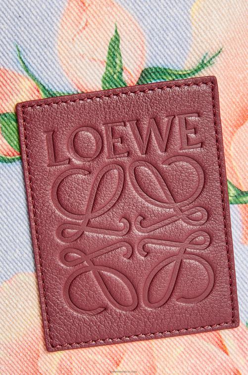 lila azul bolso de mano rectangular con rosas en denim Loewe R8J8Z584 mujer