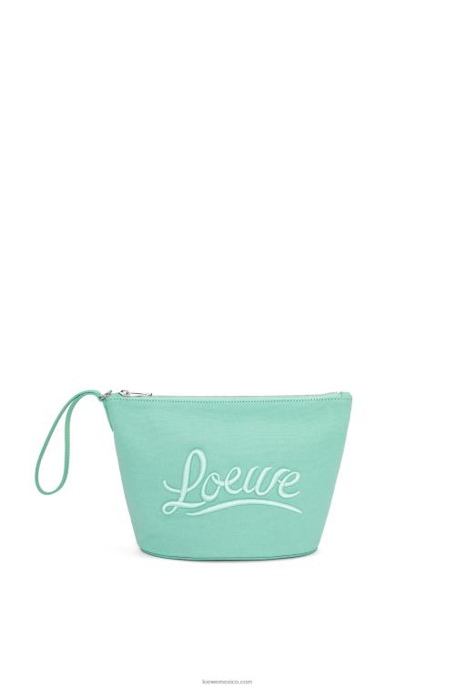 menta fresca neceser de lona y piel de becerro Loewe R8J8Z592 mujer
