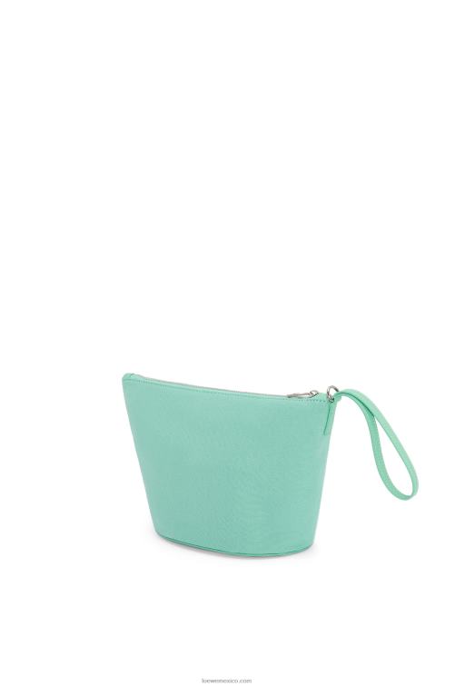 menta fresca neceser de lona y piel de becerro Loewe R8J8Z592 mujer