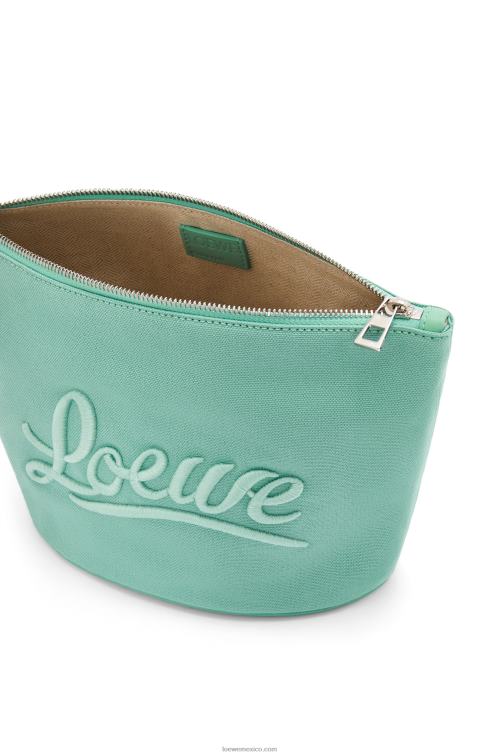 menta fresca neceser de lona y piel de becerro Loewe R8J8Z592 mujer