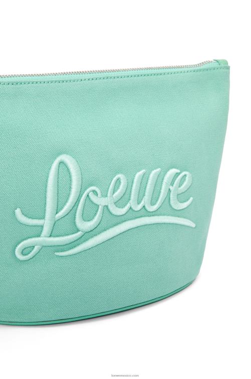 menta fresca neceser de lona y piel de becerro Loewe R8J8Z592 mujer