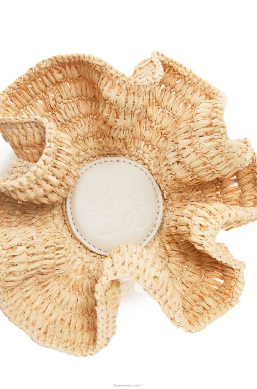 natural/marfil bolsa de pescado en lona y rafia Loewe R8J8Z221 mujer