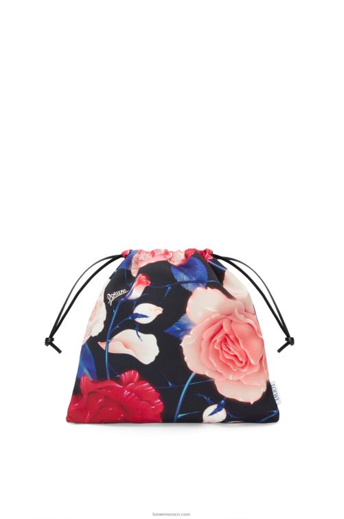negro bolsito de lona con cordón y rosas Loewe R8J8Z586 mujer