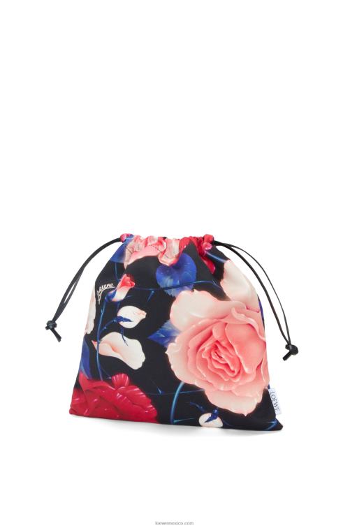 negro bolsito de lona con cordón y rosas Loewe R8J8Z586 mujer