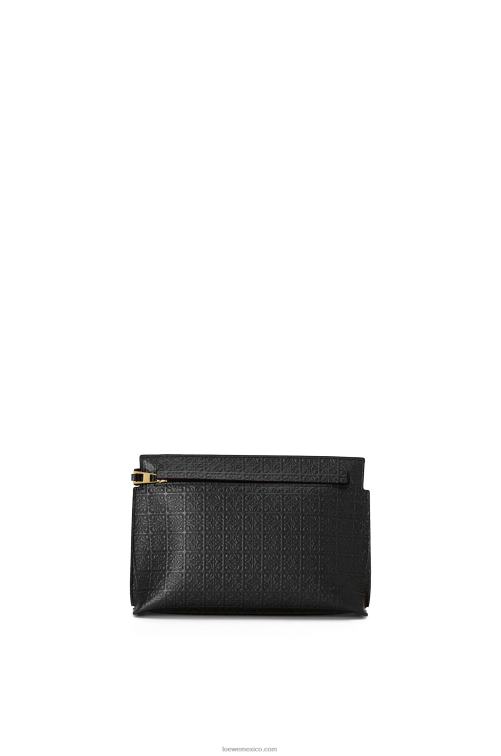 negro bolso de mano mini con estampado de camiseta de piel de becerro de seda repujada Loewe R8J8Z610 mujer