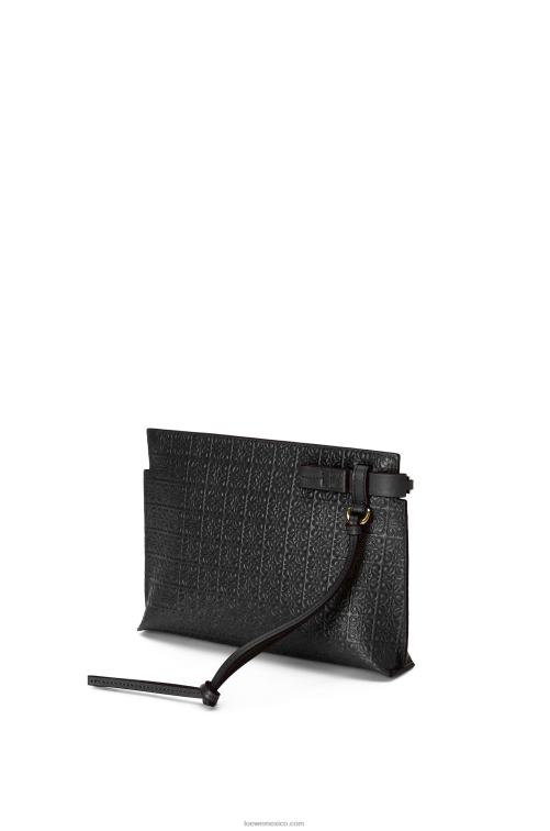 negro bolso de mano mini con estampado de camiseta de piel de becerro de seda repujada Loewe R8J8Z610 mujer