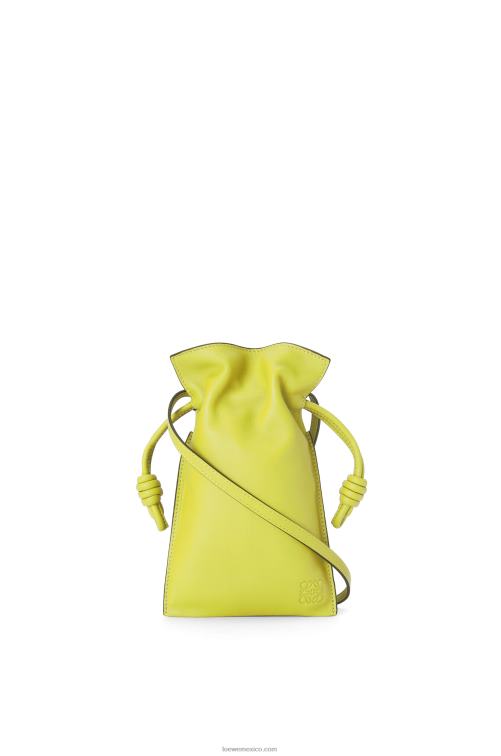amarillo lima bolsillo flamenco de piel de becerro napa Loewe R8J8Z294 mujer