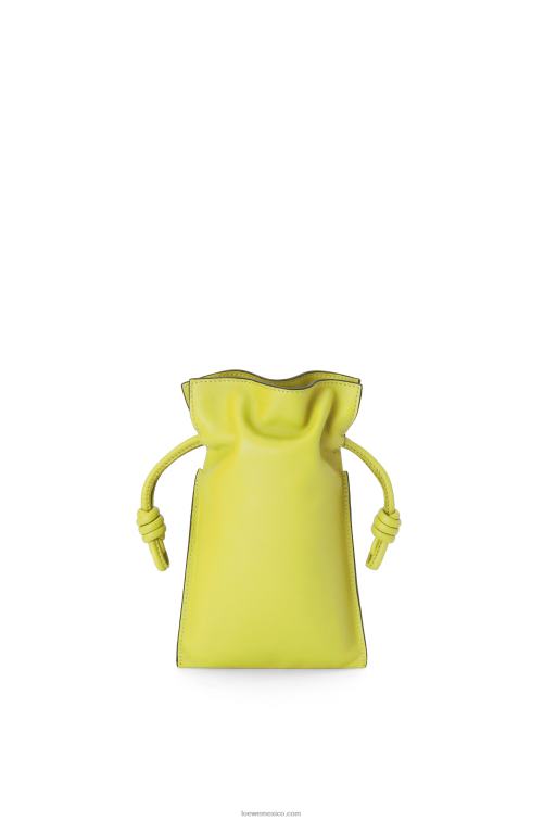 amarillo lima bolsillo flamenco de piel de becerro napa Loewe R8J8Z294 mujer