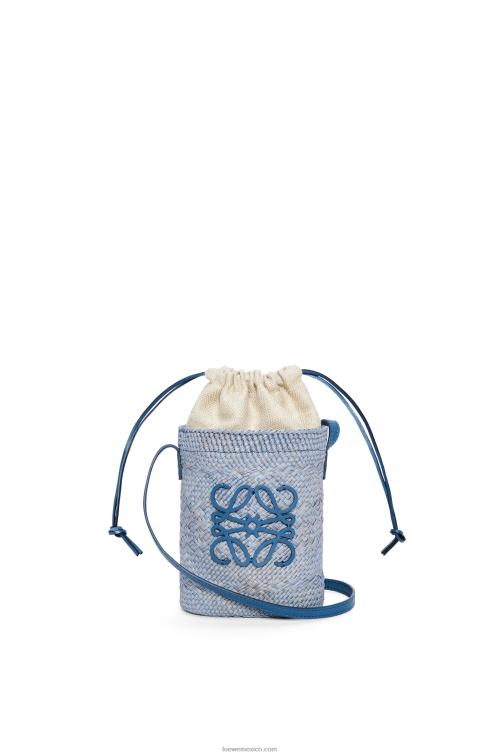 azul mezclilla bolsillo cuadrado en palma de iraca y piel de becerro Loewe R8J8Z318 mujer
