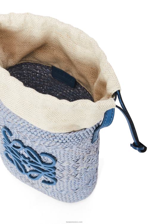 azul mezclilla bolsillo cuadrado en palma de iraca y piel de becerro Loewe R8J8Z318 mujer