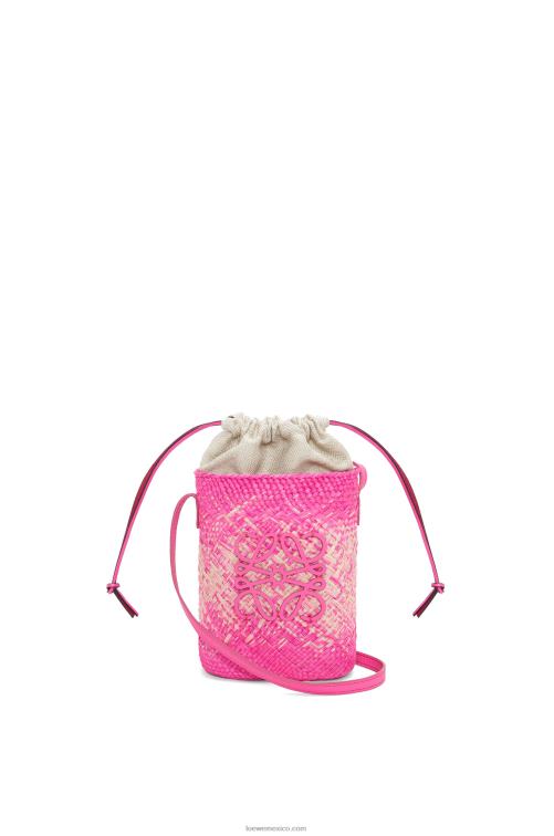 fucsia bolsillo cuadrado en palma de iraca y piel de becerro Loewe R8J8Z223 mujer