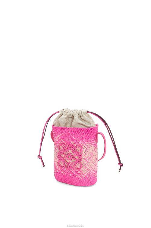 fucsia bolsillo cuadrado en palma de iraca y piel de becerro Loewe R8J8Z223 mujer