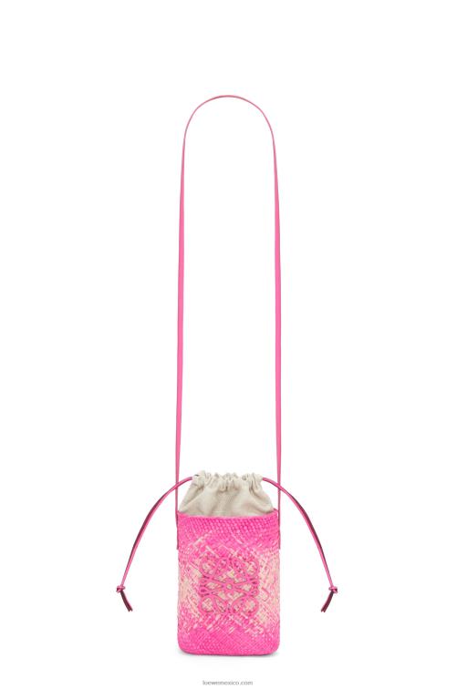 fucsia bolsillo cuadrado en palma de iraca y piel de becerro Loewe R8J8Z223 mujer
