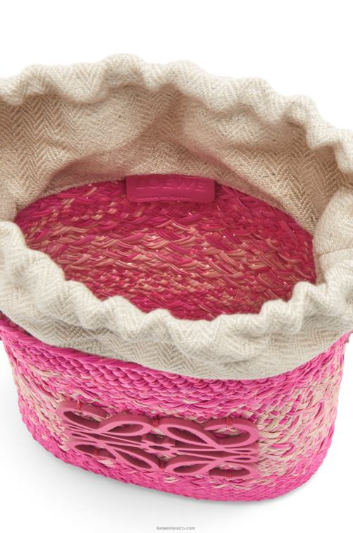fucsia bolsillo cuadrado en palma de iraca y piel de becerro Loewe R8J8Z223 mujer