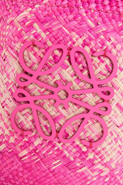 fucsia bolsillo cuadrado en palma de iraca y piel de becerro Loewe R8J8Z223 mujer