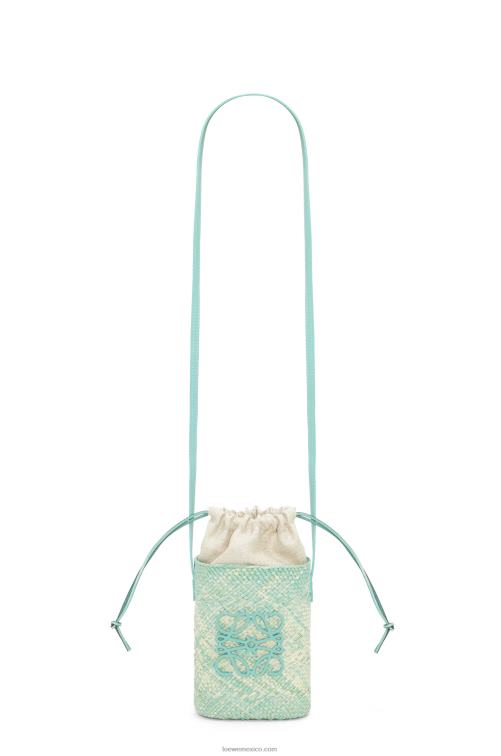 menta fresca bolsillo cuadrado en palma de iraca y piel de becerro Loewe R8J8Z317 mujer