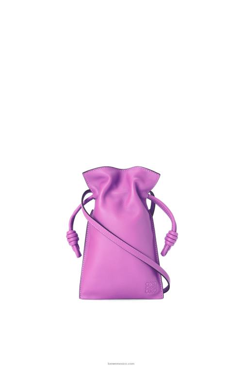 púrpura brillante bolsillo flamenco de piel de becerro napa Loewe R8J8Z295 mujer