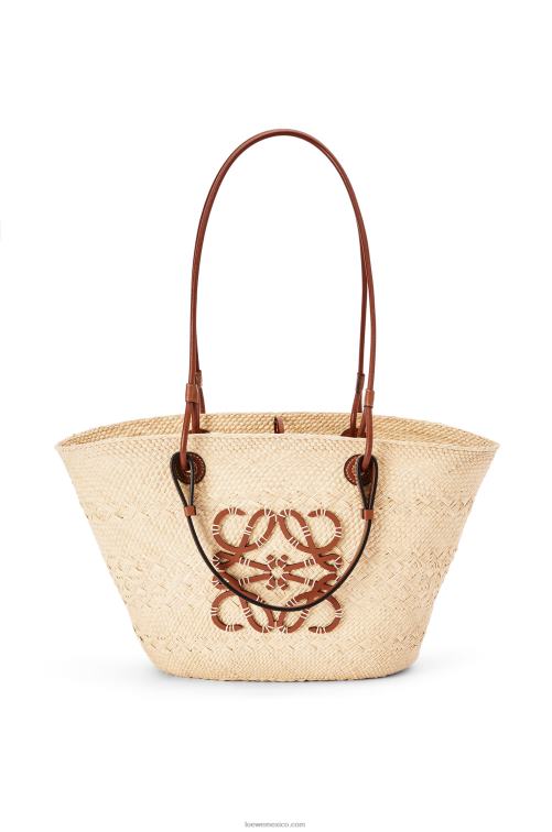 Bronceado natural Bolso basket anagram en palma de iraca y piel de becerro Loewe R8J8Z18 mujer