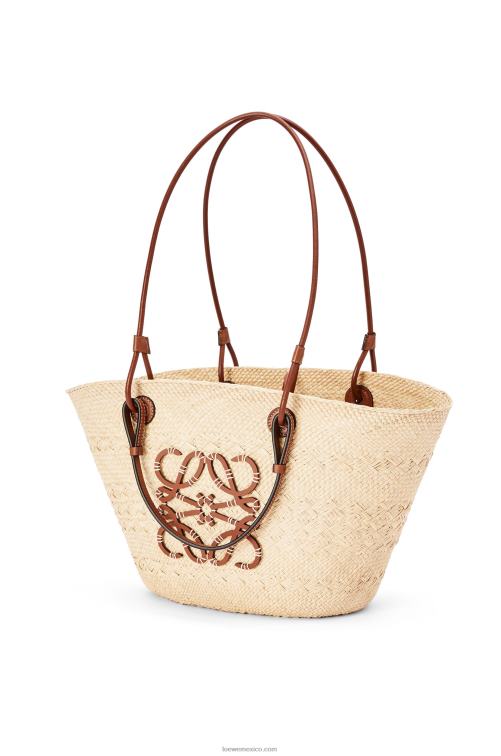 Bronceado natural Bolso basket anagram en palma de iraca y piel de becerro Loewe R8J8Z18 mujer