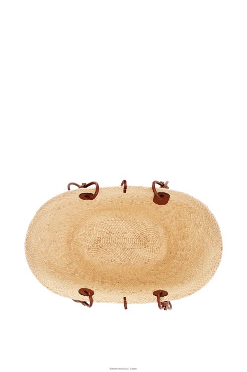 Bronceado natural Bolso basket anagram en palma de iraca y piel de becerro Loewe R8J8Z18 mujer
