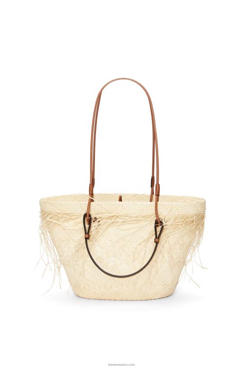Bronceado natural Bolso basket anagrama deshilachado en palma de iraca y piel de becerro Loewe R8J8Z54 mujer