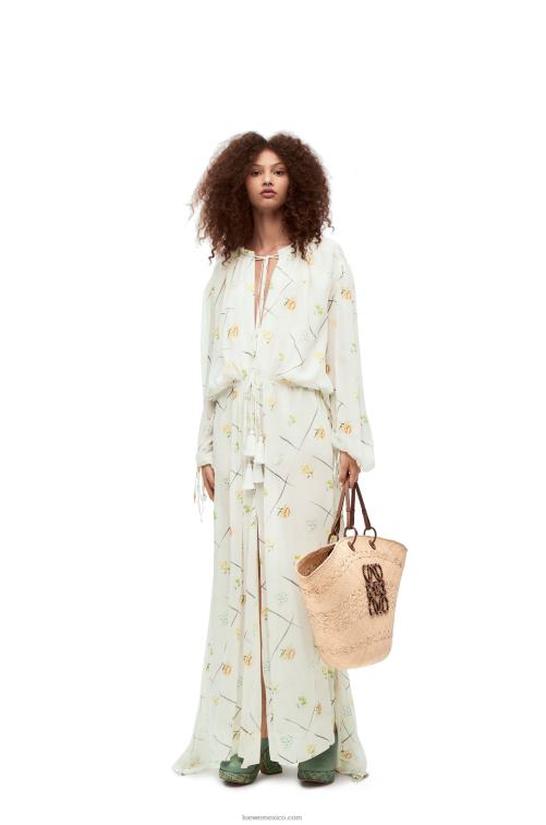 Bronceado natural Bolso cesta anagrama grande de palma de iraca y piel de becerro Loewe R8J8Z17 mujer