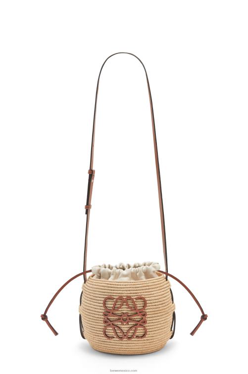 Bronceado natural Bolso cesta colmena de rafia y piel bovina Loewe R8J8Z35 mujer