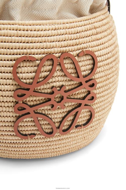 Bronceado natural Bolso cesta colmena de rafia y piel bovina Loewe R8J8Z35 mujer