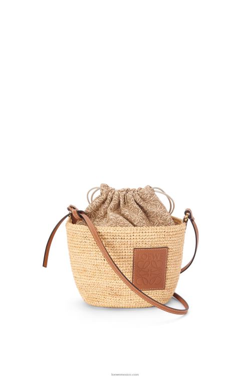 Bronceado natural Bolso pochette de rafia, jacquard anagrama y piel de becerro Loewe R8J8Z36 mujer