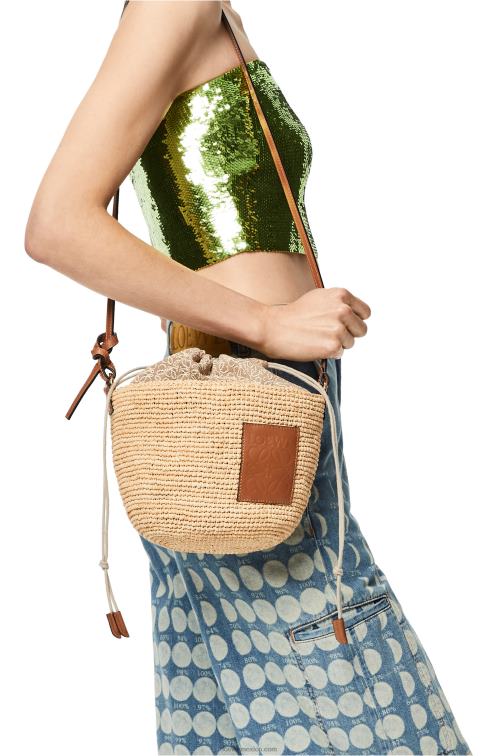 Bronceado natural Bolso pochette de rafia, jacquard anagrama y piel de becerro Loewe R8J8Z36 mujer