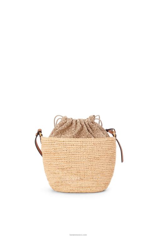 Bronceado natural Bolso pochette de rafia, jacquard anagrama y piel de becerro Loewe R8J8Z36 mujer