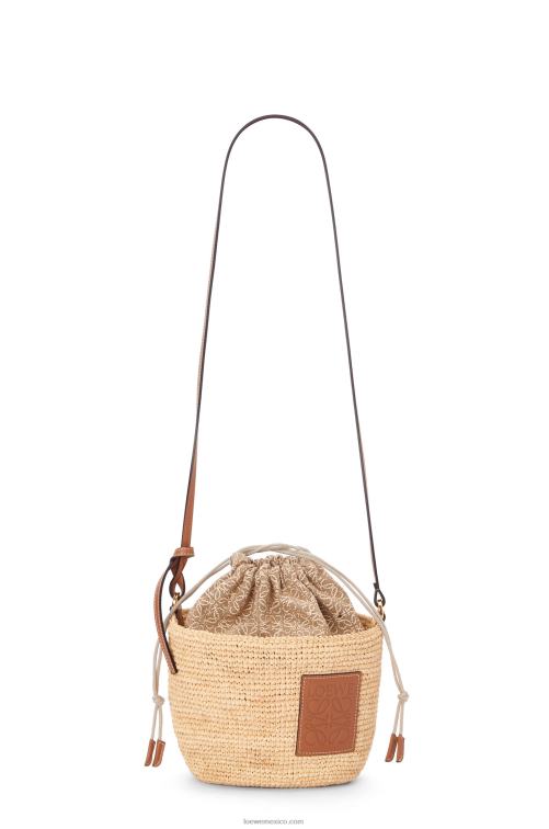 Bronceado natural Bolso pochette de rafia, jacquard anagrama y piel de becerro Loewe R8J8Z36 mujer