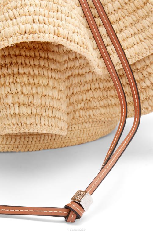 Bronceado natural Bolso volantes globo de rafia y piel bovina Loewe R8J8Z39 mujer
