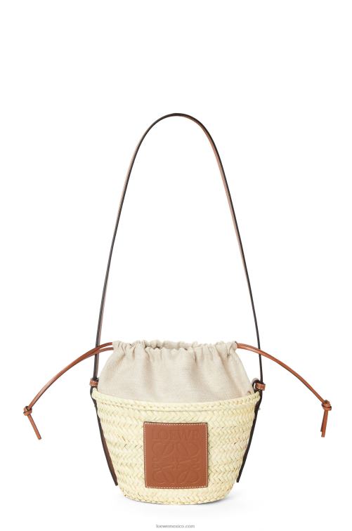 Bronceado natural bolso bombonera con cordón de hoja de palma y piel de becerro Loewe R8J8Z22 mujer