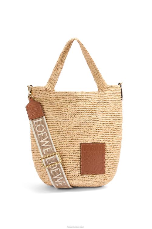 Bronceado natural bolso mini con abertura en rafia y piel de becerro Loewe R8J8Z10 mujer