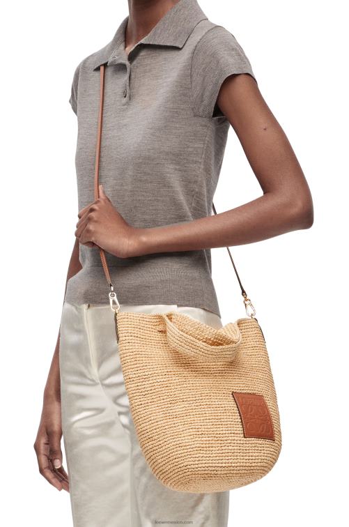 Bronceado natural bolso mini con abertura en rafia y piel de becerro Loewe R8J8Z10 mujer