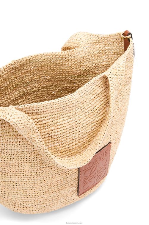 Bronceado natural bolso mini con abertura en rafia y piel de becerro Loewe R8J8Z10 mujer