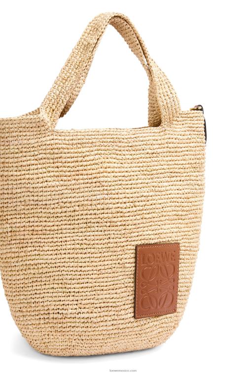 Bronceado natural bolso mini con abertura en rafia y piel de becerro Loewe R8J8Z10 mujer