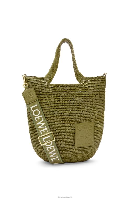 aceituna bolso mini con abertura en rafia y piel de becerro Loewe R8J8Z9 mujer