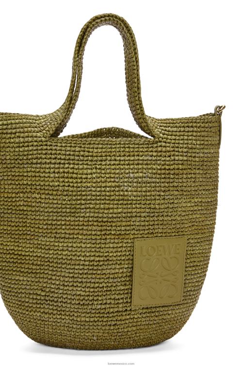 aceituna bolso mini con abertura en rafia y piel de becerro Loewe R8J8Z9 mujer