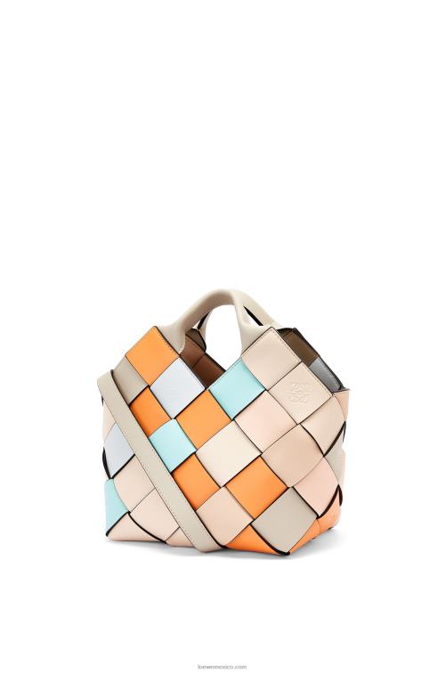 albaricoque/oro bolso basket pequeño sobrante tejido de piel de becerro Loewe R8J8Z105 mujer