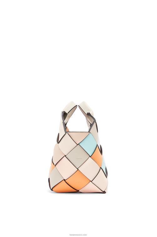 albaricoque/oro bolso basket pequeño sobrante tejido de piel de becerro Loewe R8J8Z105 mujer