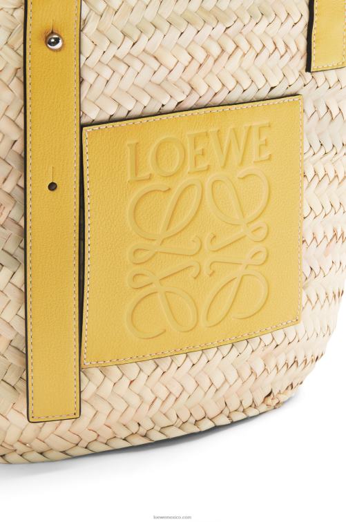 amarillo oscuro bolso basket en hoja de palma y piel de becerro Loewe R8J8Z51 mujer