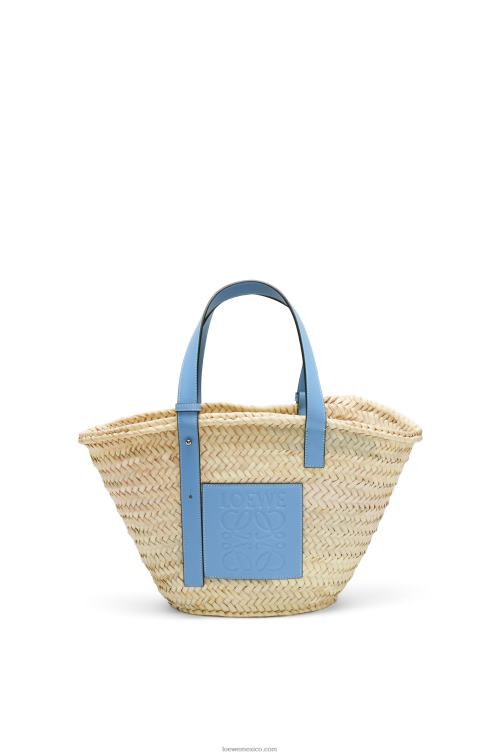azul claro bolso basket en hoja de palma y piel de becerro Loewe R8J8Z58 mujer