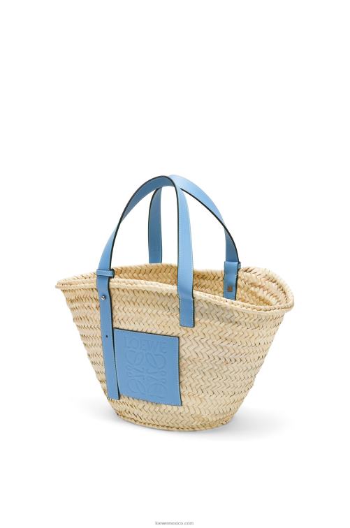 azul claro bolso basket en hoja de palma y piel de becerro Loewe R8J8Z58 mujer