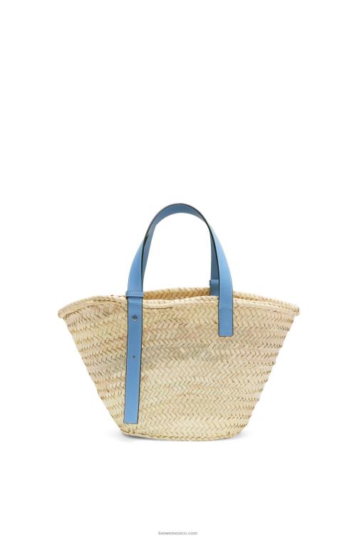 azul claro bolso basket en hoja de palma y piel de becerro Loewe R8J8Z58 mujer