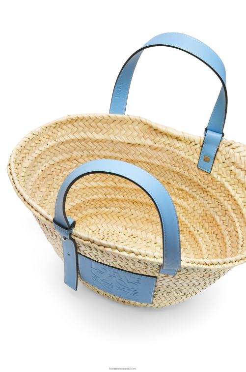 azul claro bolso basket en hoja de palma y piel de becerro Loewe R8J8Z58 mujer