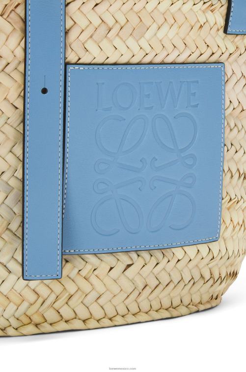 azul claro bolso basket en hoja de palma y piel de becerro Loewe R8J8Z58 mujer